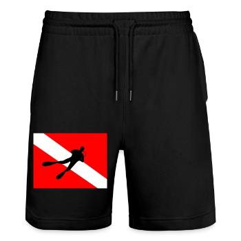 Diving flag - Stanley/Stella Trainer Unisex Organic Jogging Shorts - black - Front - Nik (191cm) & Marisol (170cm)