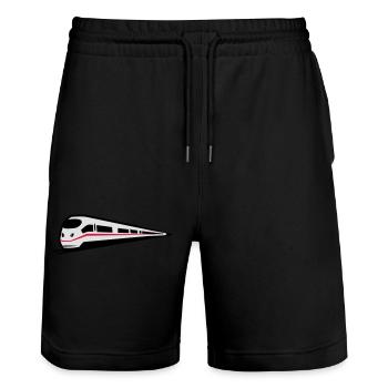 Zug Eisenbahn ice - Stanley/Stella Unisex Bio Joggingshorts Trainer  - Schwarz - Vorne - Nik (191cm) & Marisol (170cm)