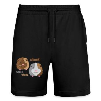 wheek wheek wheek cobayes! - Short de jogging bio TRAINER Stanley/Stella unisexe - noir - Devant - Nik (191cm) & Marisol (170cm)