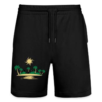 île mer de vacances soleil - Short de jogging bio TRAINER Stanley/Stella unisexe - noir - Devant - Nik (191cm) & Marisol (170cm)