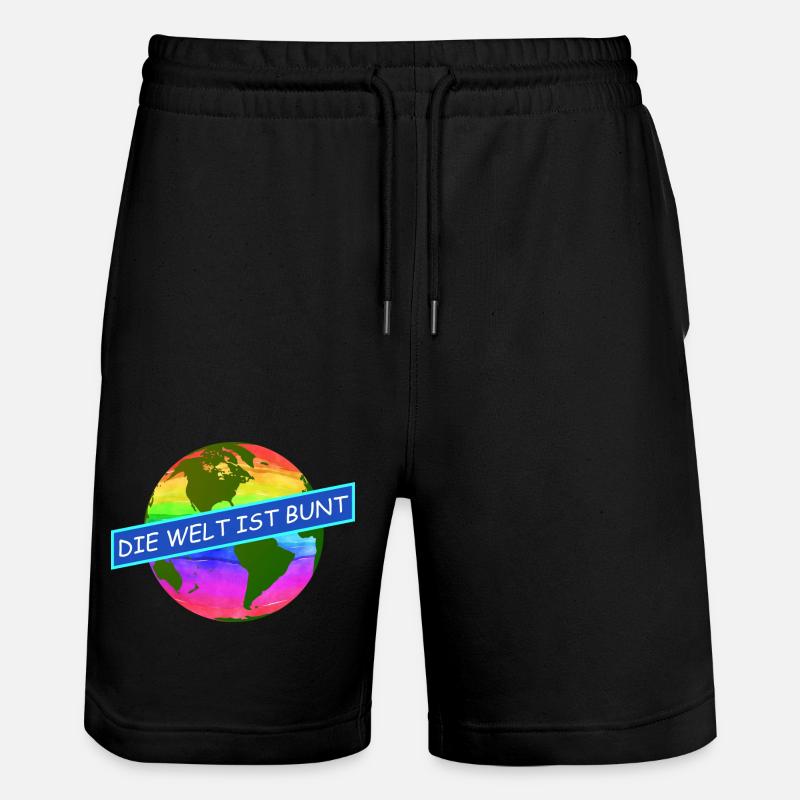 die welt ist bunt komtinente auf regenbogenfarben - Stanley/Stella Unisex Bio Joggingshorts Trainer  - Schwarz