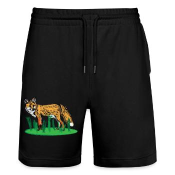 Rotfuchs / Red Fox Design I - Stanley/Stella Trainer Unisex Organic Jogging Shorts - black - Front - Nik (191cm) & Marisol (170cm)