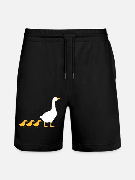 Family geese design - Stanley/Stella Trainer Unisex Organic Jogging Shorts - black