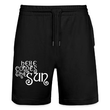 Here comes the sun - White - Stanley/Stella Trainer Unisex Organic Jogging Shorts - black - Front - Nik (191cm) & Marisol (170cm)