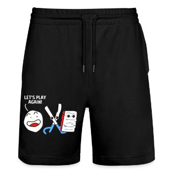Scissors Stone Paper - Stanley/Stella Trainer Unisex Organic Jogging Shorts - black - Front - Nik (191cm) & Marisol (170cm)