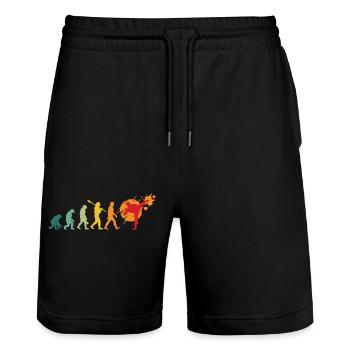 Evolutionen MMA Entwicklung Mensch Affe Karate - Stanley/Stella Unisex Bio Joggingshorts Trainer  - Schwarz - Vorne - Nik (191cm) & Marisol (170cm)