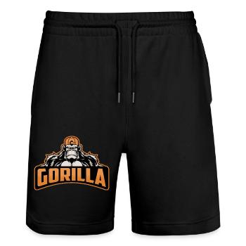 Gorilla - Stanley/Stella Trainer Unisex Organic Jogging Shorts - black - Front - Nik (191cm) & Marisol (170cm)