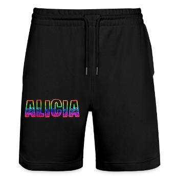 alicia rs regenbogen - Stanley/Stella Unisex Bio Joggingshorts Trainer  - Schwarz - Vorne - Nik (191cm) & Marisol (170cm)