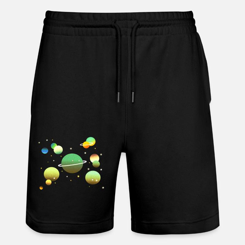 Space Galaxy Planet Stars - Stanley/Stella Trainer Unisex Organic Jogging Shorts - black