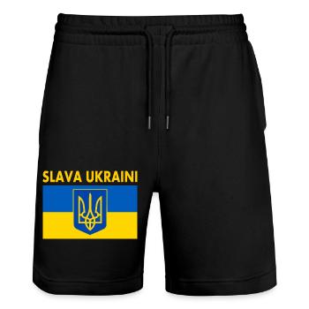 Slava ukraini - Short de jogging bio TRAINER Stanley/Stella unisexe - noir - Devant - Nik (191cm) & Marisol (170cm)