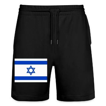 Drapeau Israel / Israel flag - Short de jogging bio TRAINER Stanley/Stella unisexe - noir - Devant - Nik (191cm) & Marisol (170cm)