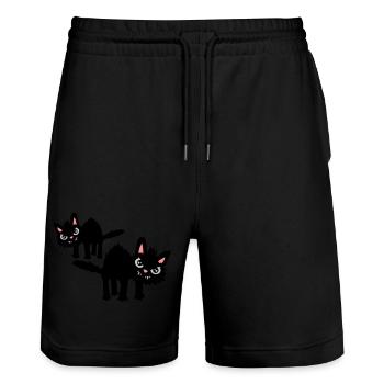 Équipe drôle de chats - Short de jogging bio TRAINER Stanley/Stella unisexe - noir - Devant - Nik (191cm) & Marisol (170cm)