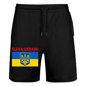 Slava ukraini - Short de jogging bio TRAINER Stanley/Stella unisexe - noir - Devant - Nik (191cm) & Marisol (170cm)