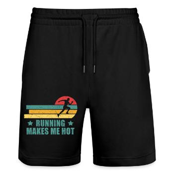 Runner Marathon Running makes me hot - Stanley/Stella Trainer Unisex Organic Jogging Shorts - black - Front - Nik (191cm) & Marisol (170cm)