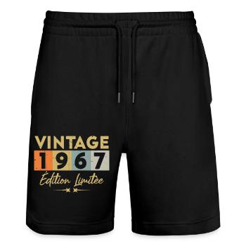 Vintage 1967 Édition Limitée - Short de jogging bio TRAINER Stanley/Stella unisexe - noir - Devant - Nik (191cm) & Marisol (170cm)