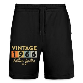 Vintage 1966 Édition Limitée - Short de jogging bio TRAINER Stanley/Stella unisexe - noir - Devant - Nik (191cm) & Marisol (170cm)