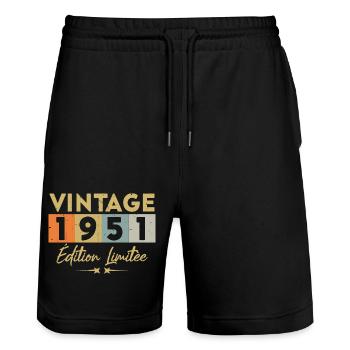 Vintage 1951 Édition Limitée - Short de jogging bio TRAINER Stanley/Stella unisexe - noir - Devant - Nik (191cm) & Marisol (170cm)