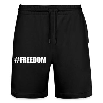 Freedom - Stanley/Stella Trainer Unisex Organic Jogging Shorts - black - Front - Nik (191cm) & Marisol (170cm)