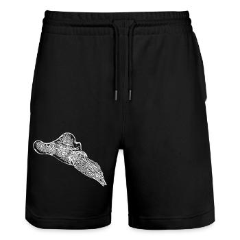 Vintage Sepie - Stanley/Stella Unisex Bio Joggingshorts Trainer  - Schwarz - Vorne - Nik (191cm) & Marisol (170cm)