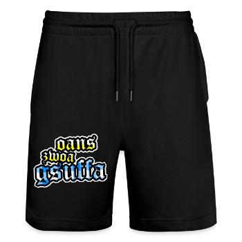 Oans Zwoa Gsuffa - Stanley/Stella Unisex Bio Joggingshorts Trainer  - Schwarz - Vorne - Nik (191cm) & Marisol (170cm)