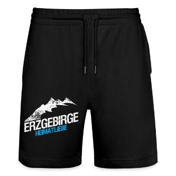 Erzgebirge Wandern Berg - Stanley/Stella Unisex Bio Joggingshorts Trainer  - Schwarz - Vorne - Nik (191cm) & Marisol (170cm)