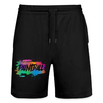 Paintball - Stanley/Stella Trainer Unisex Organic Jogging Shorts - black - Front - Nik (191cm) & Marisol (170cm)