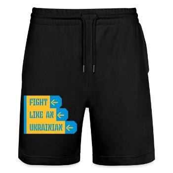 fight like ukrainians quote - Stanley/Stella Trainer Unisex Organic Jogging Shorts - black - Front - Nik (191cm) & Marisol (170cm)