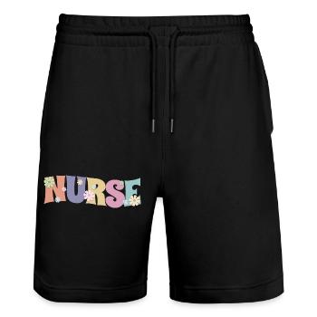Cool Flower Nurse Gift For Nursing Future Nurse - Stanley/Stella Trainer Unisex Organic Jogging Shorts - black - Front - Nik (191cm) & Marisol (170cm)