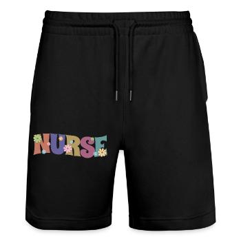 Cool Flower Nurse Gift For Nursing Future Nurse - Stanley/Stella Trainer Unisex Organic Jogging Shorts - black - Front - Nik (191cm) & Marisol (170cm)
