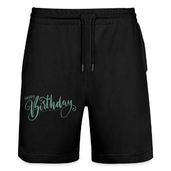 Happy Birthday Birthday Gift Gift Idea - Stanley/Stella Trainer Unisex Organic Jogging Shorts - black - Front - Nik (191cm) & Marisol (170cm)