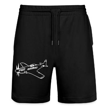 Avion vintage Popeller Flyer - Short de jogging bio TRAINER Stanley/Stella unisexe - noir - Devant - Nik (191cm) & Marisol (170cm)