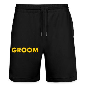Groom - Short de jogging bio TRAINER Stanley/Stella unisexe - noir - Devant - Nik (191cm) & Marisol (170cm)