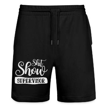 Shit Show Supervisor Offensiver Humor für Erwachsene - Stanley/Stella Unisex Bio Joggingshorts Trainer  - Schwarz - Vorne - Nik (191cm) & Marisol (170cm)