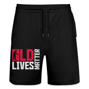 old lives matter quote - Stanley/Stella Trainer Unisex Organic Jogging Shorts - black - Front - Nik (191cm) & Marisol (170cm)