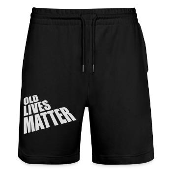 old lives matter quote - Stanley/Stella Trainer Unisex Organic Jogging Shorts - black - Front - Nik (191cm) & Marisol (170cm)