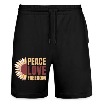 Peace Freedom Peace Sign Sunflower Love - Stanley/Stella Trainer Unisex Organic Jogging Shorts - black - Front - Nik (191cm) & Marisol (170cm)
