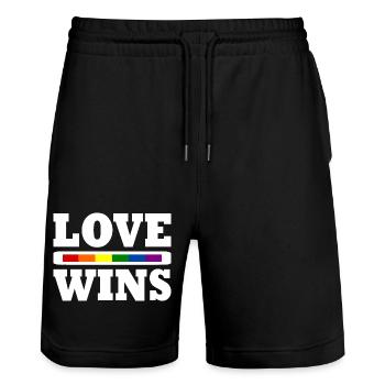 Love wins - Stanley/Stella Trainer Unisex Organic Jogging Shorts - black - Front - Nik (191cm) & Marisol (170cm)