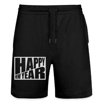 happy new year Zitat - Stanley/Stella Unisex Bio Joggingshorts Trainer  - Schwarz - Vorne - Nik (191cm) & Marisol (170cm)