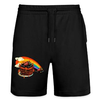 Erbeerkuchen - Regenbogen - Stanley/Stella Unisex Bio Joggingshorts Trainer  - Schwarz - Vorne - Nik (191cm) & Marisol (170cm)