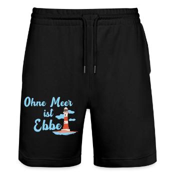 Nordseeküste ohne Meer ist Ebbe lustiger Spruch - Stanley/Stella Unisex Bio Joggingshorts Trainer  - Schwarz - Vorne - Nik (191cm) & Marisol (170cm)