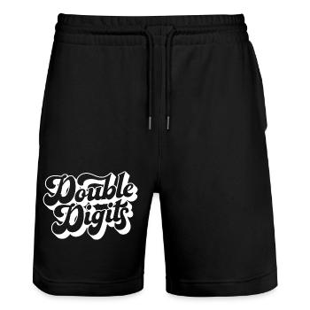 Cadeau de 10e anniversaire, 10 ans, pour garçons et filles - Short de jogging bio TRAINER Stanley/Stella unisexe - noir - Devant - Nik (191cm) & Marisol (170cm)