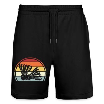 Badminton - Stanley/Stella Unisex Bio Joggingshorts Trainer  - Schwarz - Vorne - Nik (191cm) & Marisol (170cm)