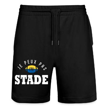 Rugby J peux pas j ai stade humour rugby clermont - Short de jogging bio TRAINER Stanley/Stella unisexe - noir - Devant - Nik (191cm) & Marisol (170cm)