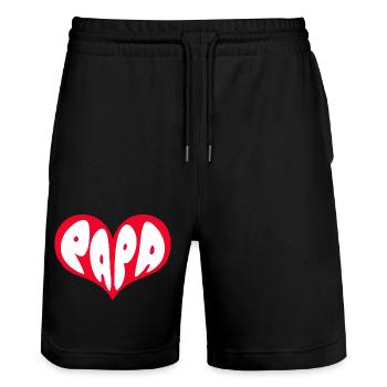Heart daddy love Father's Day - Stanley/Stella Trainer Unisex Organic Jogging Shorts - black - Front - Nik (191cm) & Marisol (170cm)