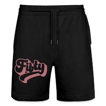 Fifty 50th Birthday Women Her 50 Years Old - Stanley/Stella Trainer Unisex Organic Jogging Shorts - black - Front - Nik (191cm) & Marisol (170cm)