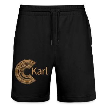 Für Karl - Stanley/Stella Unisex Bio Joggingshorts Trainer  - Schwarz - Vorne - Nik (191cm) & Marisol (170cm)