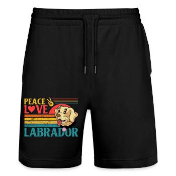 Peace Love Labrador - Stanley/Stella Unisex Bio Joggingshorts Trainer  - Schwarz - Vorne - Nik (191cm) & Marisol (170cm)