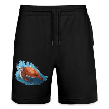 Tortue - Short de jogging bio TRAINER Stanley/Stella unisexe - noir - Devant - Nik (191cm) & Marisol (170cm)