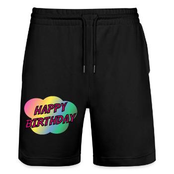 ALLES GUTE ZUM GEBURTSTAG. ALLES GUTE ZUM GEBURTSTAG. JAHRESTAG. - Stanley/Stella Unisex Bio Joggingshorts Trainer  - Schwarz - Vorne - Nik (191cm) & Marisol (170cm)
