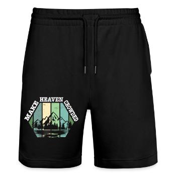 Religious Christian Make Heaven Crowded Jesus - Stanley/Stella Unisex Bio Joggingshorts Trainer  - Schwarz - Vorne - Nik (191cm) & Marisol (170cm)